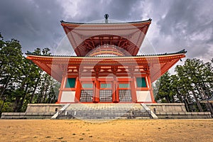 Koyasan - June 04, 2019: Dai Garan Buddhist temple in Koyasan, Japan