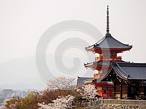 Koyasu Pagoda in the evening with tourists, Kyoto, Japan