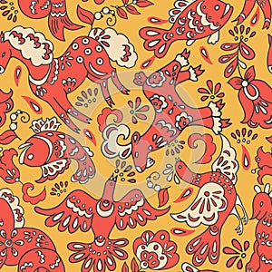 Fairy animals seamless vector pattern.