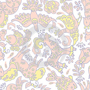 Fairy animals seamless vector pattern.