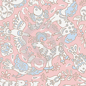 Fairy animals seamless vector pattern.