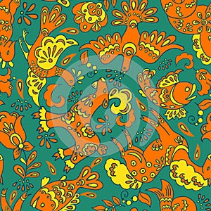 Fairy animals seamless vector pattern