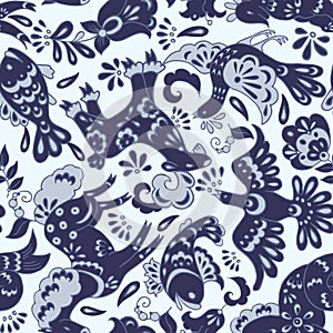 Fairy animals seamless vector pattern.