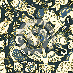 Fairy animals seamless vector pattern.