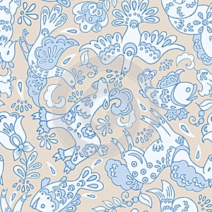 Fairy animals seamless vector pattern.