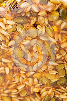 Kozinaki made from sunflower seeds and pumpkin seeds