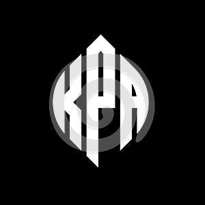 KPA circle letter logo design with circle and ellipse shape. KPA ellipse letters with typographic style. The three initials form a photo