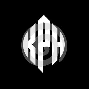 KPH circle letter logo design with circle and ellipse shape. KPH ellipse letters with typographic style. The three initials form a