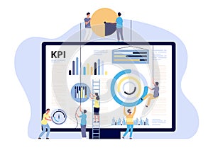 KPI concept. Key performance indicator marketing, business digital metric. Campaign measuring, product traffic reports photo