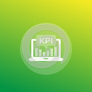 KPI icon with laptop and analytic graph