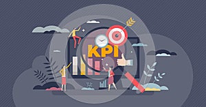 KPI or key performance indicator as performance measure tiny person concept