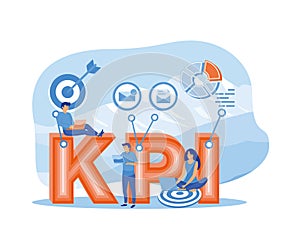 KPI or key performance indicator concept. Idea of data review and evaluation.