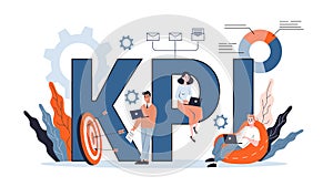 KPI or key performance indicator concept. Idea of data review
