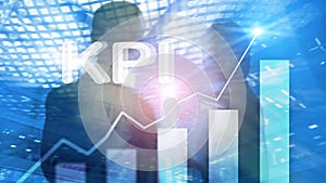 KPI - Key performance indicator graph on blurred background