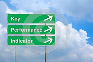 KPI or Key Performance indicator on green road sign