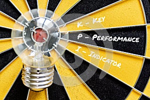 KPI key performance indicator with idea lamp target