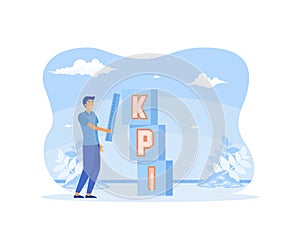 KPI, key performance indicator measurement to evaluate success or meet target, metric or data to review and improve business
