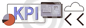 Digital Data Analytics with KPI Chart and Cloud Integration Concept