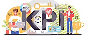 KPI typographic header. Employee evaluation, testing form and report, worker