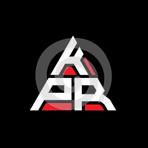 KPR triangle letter logo design with triangle shape. KPR triangle logo design monogram. KPR triangle vector logo template with red