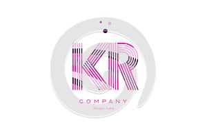 kr k r alphabet letter logo pink purple line icon template vector