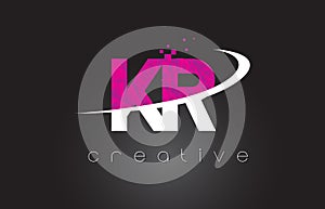 KR K R Creative Letters Design With White Pink Colors