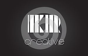 KR K R Letter Logo Design With White and Black Lines.