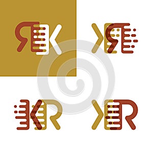 KR letters logo with accent speed in light brown and dark brown