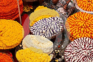 KR Market is the largest flower market in Bangalore, India