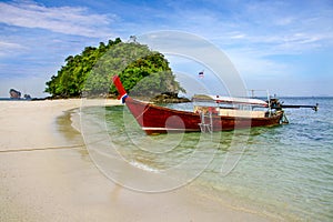 Krabi Beach boat on the beautiful beach