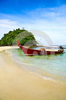 Krabi Beach boat on the beautiful beach