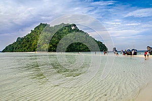 Krabi Beach boat on the beautiful beach