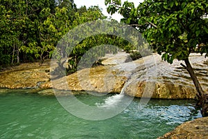 KRABI, THAILAND - January,  2014: Sa Morakot or Emerald Pool in the Khao Pra Bang Khram Wildlife Sanctuary