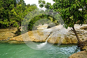 KRABI, THAILAND - January,  2014: Sa Morakot or Emerald Pool in the Khao Pra Bang Khram Wildlife Sanctuary