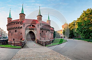 Kracow barbican - medieval fortifcation at city walls, Poland photo