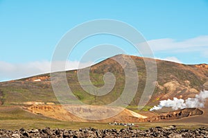 Krafla is a volcanic system with a diameter of approximately 20 kilometers situated in the region of MÃ½vatn, north of Iceland