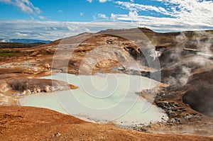 Krafla is a volcanic system with a diameter of approximately 20 kilometers situated in the region of MÃ½vatn, north of Iceland