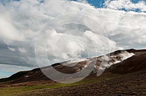 Krafla is a volcanic system with a diameter of approximately 20 kilometers situated in the region of MÃ½vatn, north of Iceland