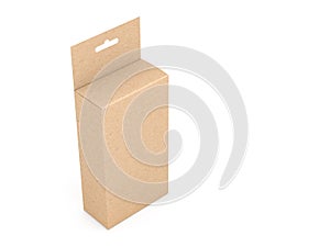 Kraft brown paper Box packaging with Hang Tab Mockup in white studio