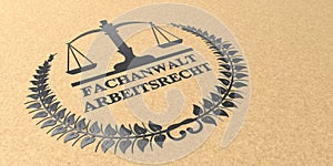 Kraft Paper Letter Emblem Fachanwalt Arbeitsrecht