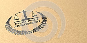 Kraft Paper Letter Emblem Fachanwalt Arbeitsrecht