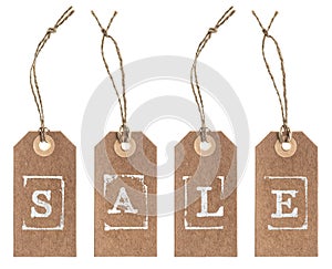 Kraft paper tag with string. SALE concept