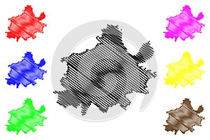 Kragujevac City Republic of Serbia, Sumadija District map vector illustration, scribble sketch City of Kragujevac map