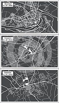 Kragujevac, Loznica and Novi Sad Serbia City Map Set