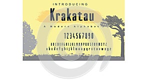 Krakatau font. Elegant alphabet letters font set.