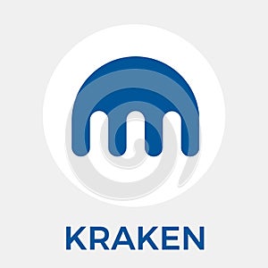 Kraken cryptocurrency bitcoin exchange and blockchain currency vector logo