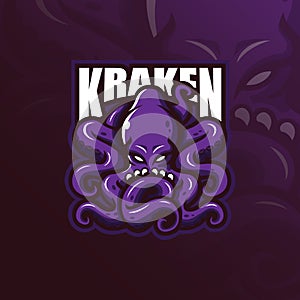 Kraken mascot logo design vector with modern illustration concept style for badge, emblem and t shirt printing. angry octopus photo