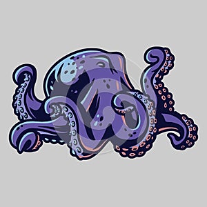 Kraken, octopus cuttle fish tentacles with suckers