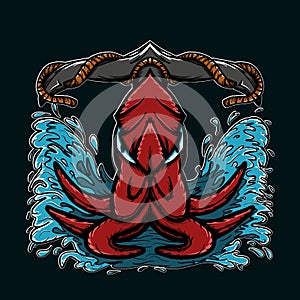 Kraken yoga illustration