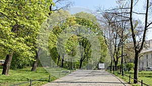 Krakow. City wall. On the site of the demolished city walls and the ditched ditch, the alleys were planted - Planty. They surround